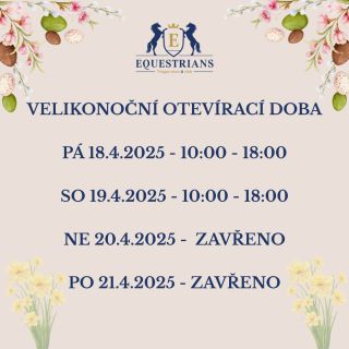 Velikonoční otevírací doba: PÁ 18.4.2025 - 10:00 - 18:00 SO 19.4.2025 - 10:00 - 18:00 NE 20.4.2025 - ZAVŘENO PO 21.4.2025...